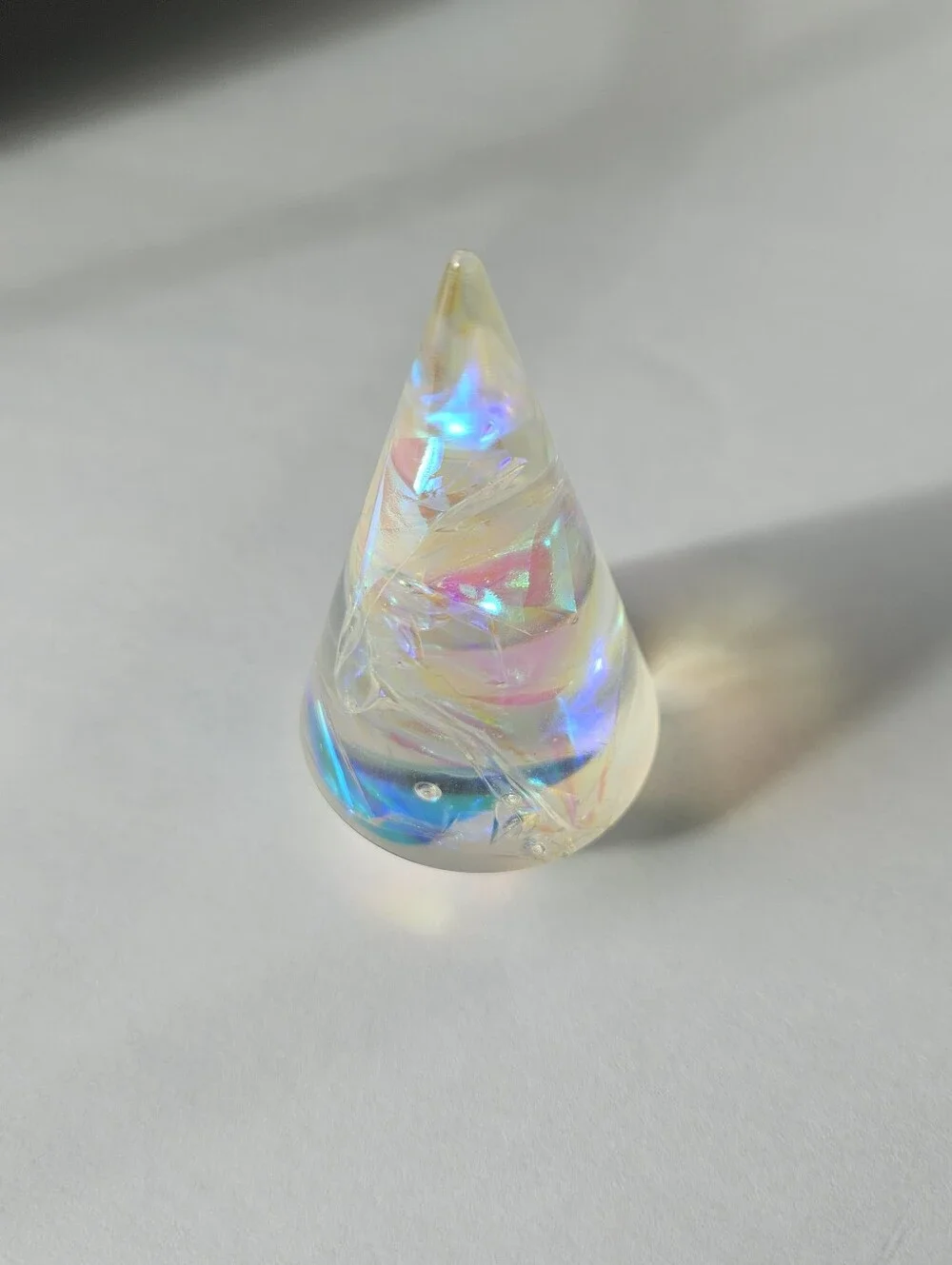 Handmade Iridescent Resin Ring Holder Cone Jewelry Organizer Display Stand
